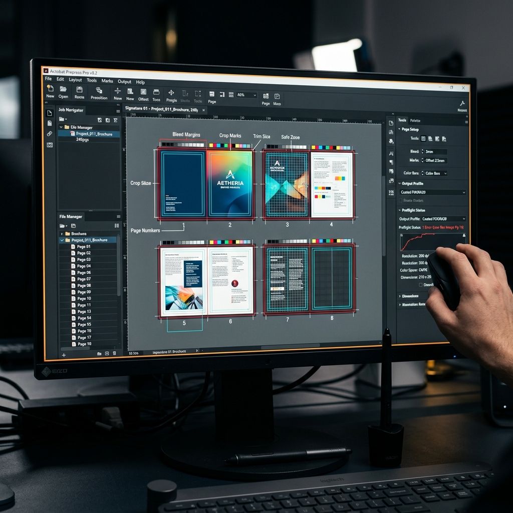Automated prepress workflow on screen